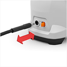 <strong class="attributes-item-title">Engate rápido na lavadora</strong>
Facilidade para engatar a mangueira de alta pressão na lavadora. Para desconectar, basta empurrar a alavanca ao lado da entrada.